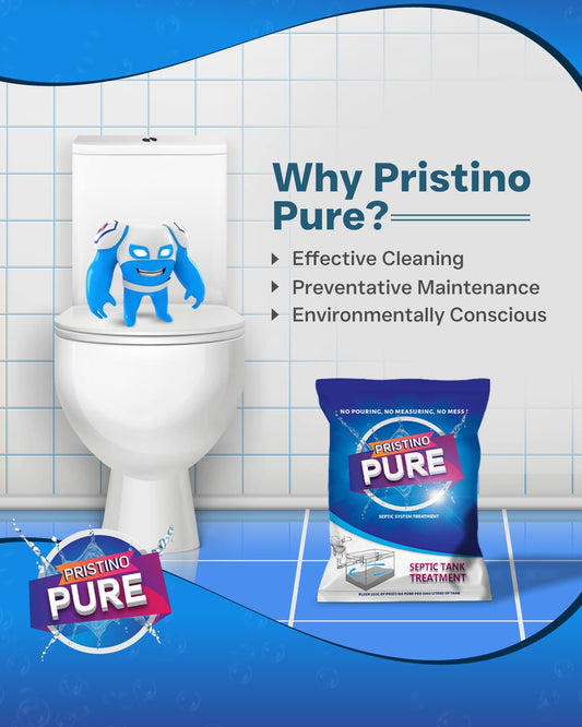 Pristino Pure Combo Pack — Septic Tank Cleaner Powder + Toilet Foam Cleaner (4 x 150g) | Sweet Strawberry Fragrance