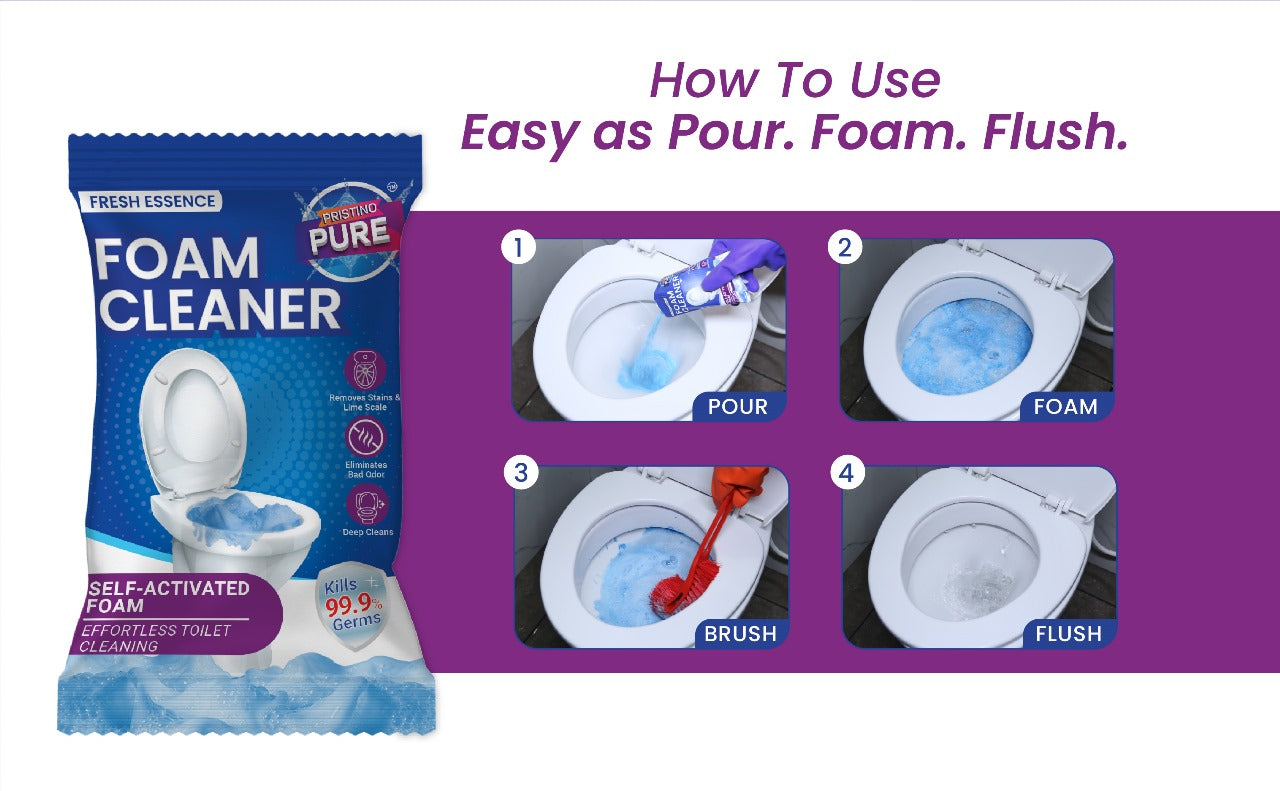 Pristino Pure Combo Pack — Septic Tank Cleaner Powder(500G) + Toilet Foam Cleaner (4 x 150g)